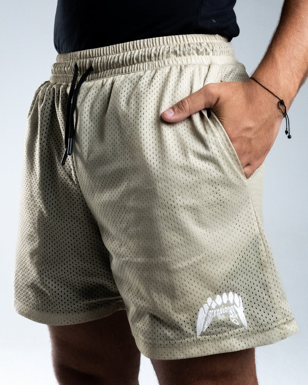Double Layered Mesh Shorts - Sand Beige