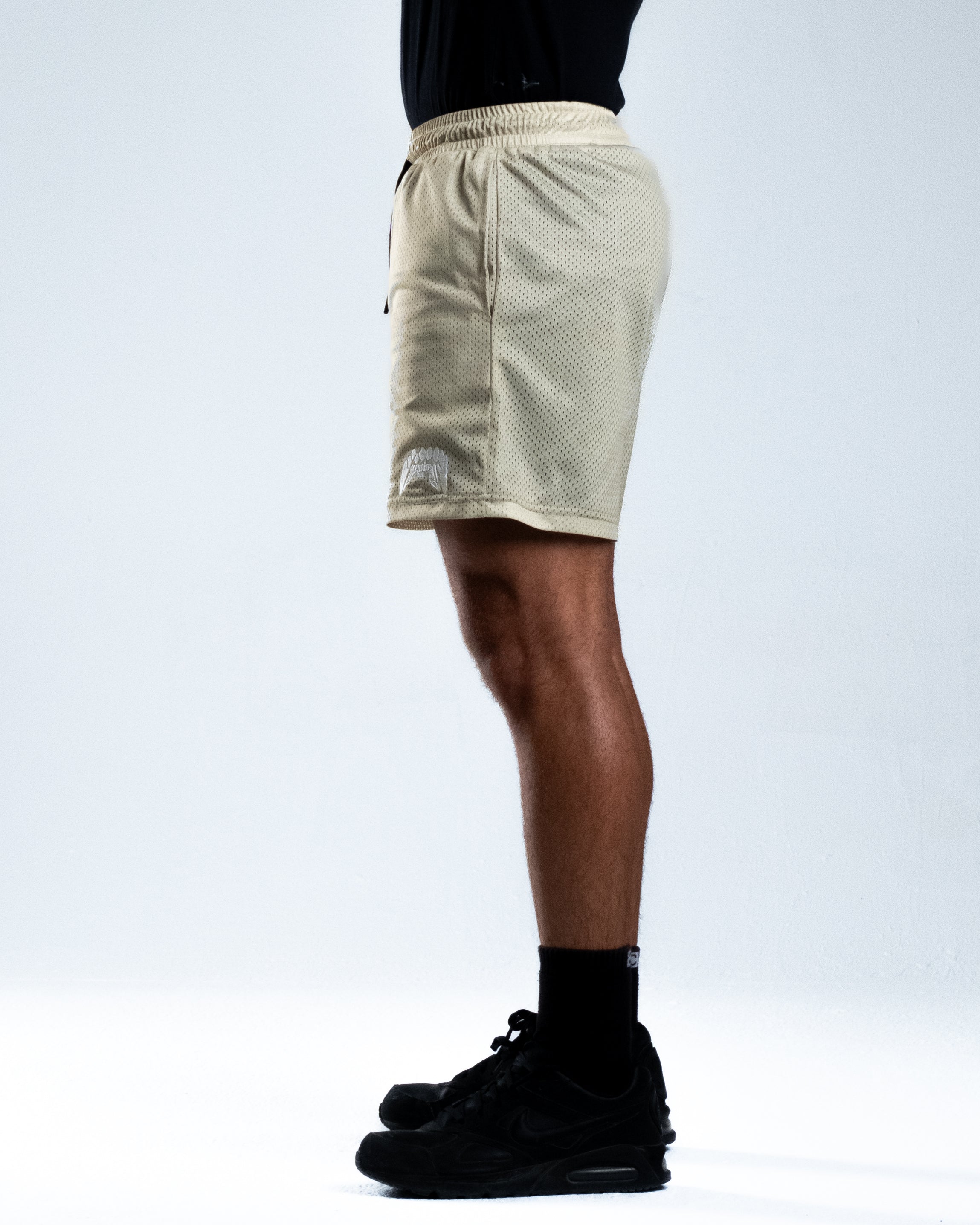 Double Layered Mesh Shorts - Sand Beige