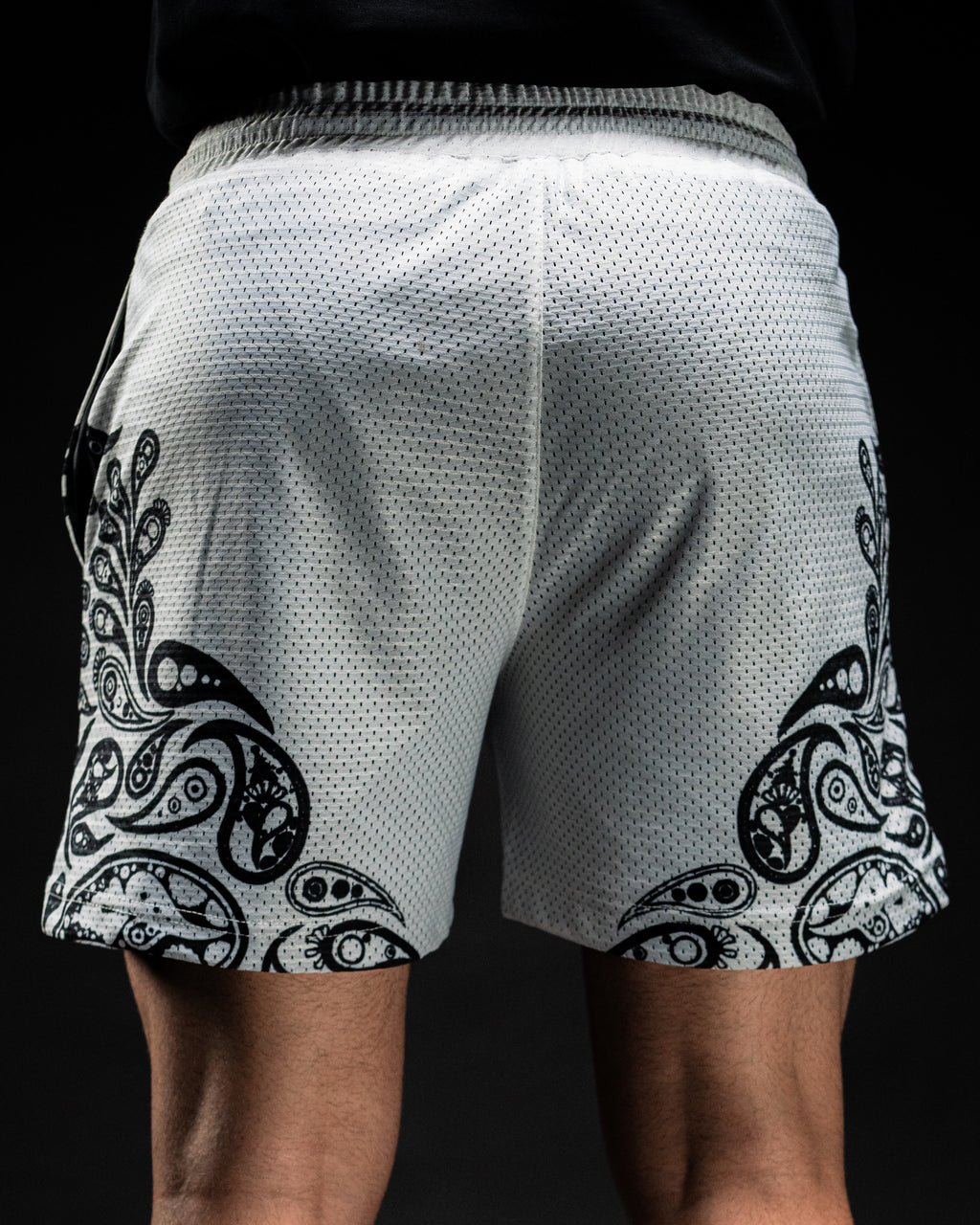 Double Layered Mesh Shorts - Paisley White